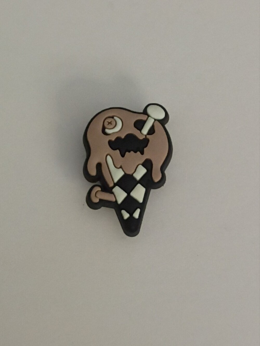 10 for $10 Jibbitz Croc Charm - Spooky Face Ice Cream Black Checkered Cone 5